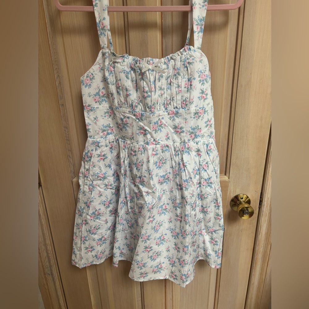 Altar'd State Floral Mini Dress - White and Pink